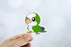 Emii Creations - Green Quaker Bird Vinyl Sticker