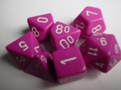 7-die Polyhedral Set - Opaque Light Purple with White - CHX25427