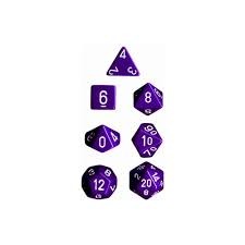 7-die Polyhedral Set - Opaque Purple with White - CHX25407