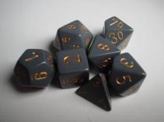 7-die Polyhedral Set - Opaque Dark Grey with Copper - CHX25420