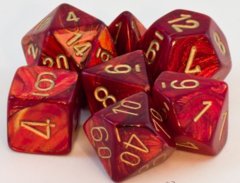 7-die Polyhedral Set - Scarab Scarlet with Gold - CHX27414