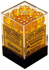 36 D6 Dice Block - 12mm Translucent Yellow with White - CHX23802