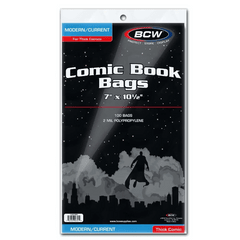 BCW - Current/Modern - Thick Comic Bags (100 Bags)