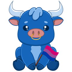 Blue Ox Games - Chibi Ox with Bisexual Pride Flag