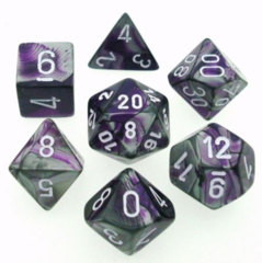 7-die Polyhedral Set - Gemini Purple-Steel with White - CHX26432