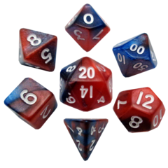 Metallic Dice Games - Mini Polyhedral Dice Set: Red/Blue with White Numbers (412)