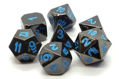 Old School Dice: Halfling Forged - Black Nickel with Blue