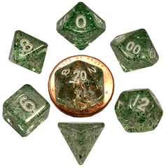 Metallic Dice Games - Mini Polyhedral 7 Dice Set: Ethereal Green (4205)