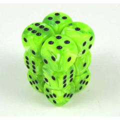 12 D6 Dice Block - 16mm Vortex Bright Green with Black - CHX27630