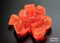 7-die Polyhedral Set - Translucent Neon Orange with White - CHX30060 (Lab Dice!)