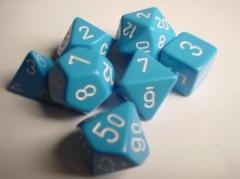 7-die Polyhedral Set - Opaque Light Blue with White - CHX25416