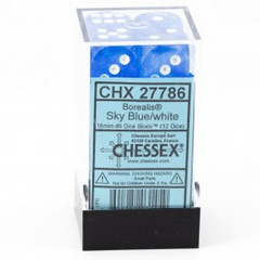 Chessex - Borealis Sky Blue/White Luminary 16MM D6 - CHX27786