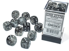 12 16mm Light Smoke/silver Luminary D6 Dice - CHX27778