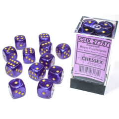 12 16mm Royal Purple/gold Luminary D6 Dice - CHX27787