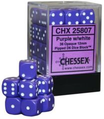 36 Purple w/white Opaque 12mm D6 Dice Block - CHX25807