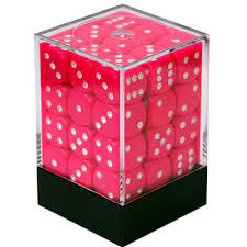 36 Pink w/white Opaque 12mm D6 Dice Block - CHX25844