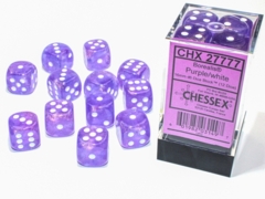 12 16mm Purple/white Luminary D6 Dice - CHX27777