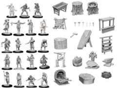 Pathfinder Deep Cuts Unpainted Miniatures: Townspeople & Accessories pack
