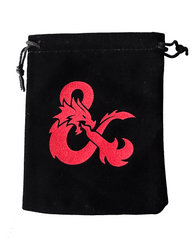 D&D: black micro suede with red logo dice bag die pouch