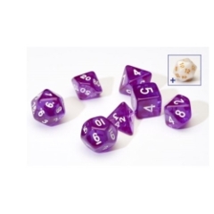 7CT TRANSPARENT POLY DICE SET - PURPLE W/WHITE RESIN SIRIUS DICE SDZ000105