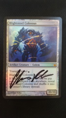 Blightsteel Colossus SIGNED FOIL (black ink) - Mirrodin Besieged - Near Mint