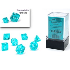 7CT Mini-Polyhedral Set: Translucent Teal/White CHX20385