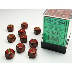 D6 -- 12MM SPECKLED DICE, STRAWBERRY, 36CT CHX25904