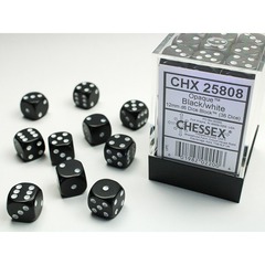 D6 12mm 36ct Opaque Black/White CHX25808