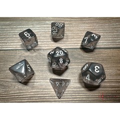 7ct Translucent Poly Dice Set - Smoke/White CHX23078