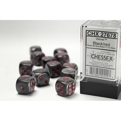 Chessex 12ct d6 16mm - Velvet: Black/Red CHX27678