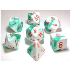 7ct Lab Gemini Poly Mint Green-White/Orange RPG Dice Set -  CHX30020