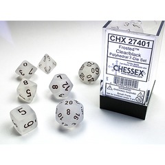 7ct Frosted Poly Dice Set - Clear/Black CHX27401