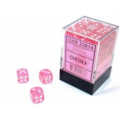 D6 -- 12MM TRANSLUCENT DICE, PINK/WHITE; 36CT CHX23814