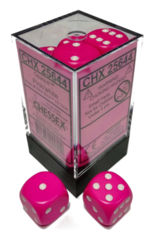 CHESSEX DICE: OPAQUE 16MM D6 PINK/ WHITE 12MM CHX25644