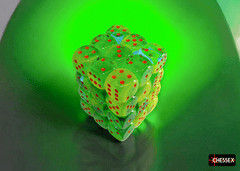 Chessex Gemini Plasma Green-Teal/orange Luminary 12mm d6 Dice Block (36 dice) CHX26870