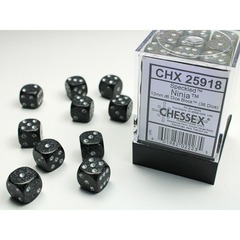 D6 -- 12MM SPECKLED DICE, NINJA, 36CT CHX25918