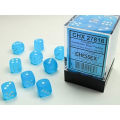 36 Caribbean Blue w/white Frosted 12mm D6 Dice Block - CHX27816