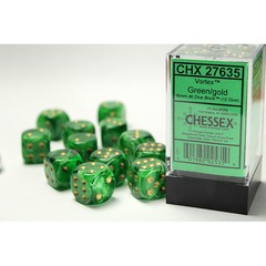 Chessex 12ct d6 16mm - Vortex: Green/Gold CHX27635
