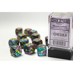 Festive Mosaic with Yellow 12ct 16mm D6 Dice Block CHX27650