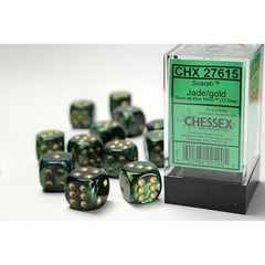 Chessex 12ct d6 16mm - Scarab: Jade/Gold CHX27615