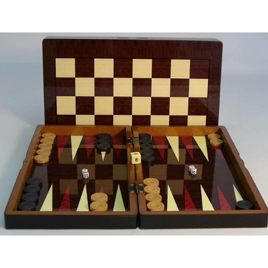 Backgammon: Woodgrain Decoupage 15-inch board
