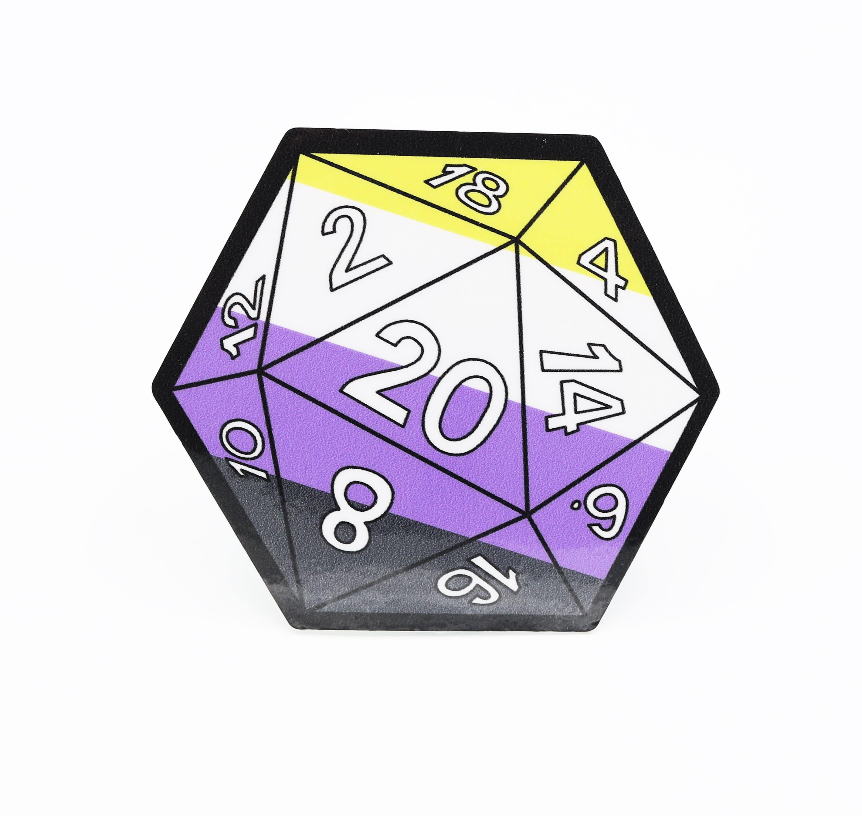 Foam Brain Games - D20 Sticker: Nonbinary Pride
