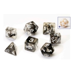 7CT TRANSLUCENT POLY DICE SET - BLACK CLOUD RESIN SIRIUS DICE SDZ000108