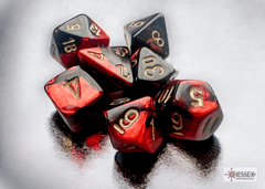 CHX20633 Gemini Black-Red/gold Mini-Polyhedral 7-Dice Set