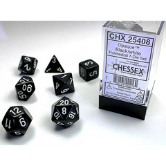 7-Die Polyhedral Set Black w/white Opaque CHX25408
