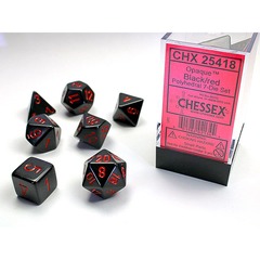 7-Die Polyhedral Set Black w/red Opaque CHX25418