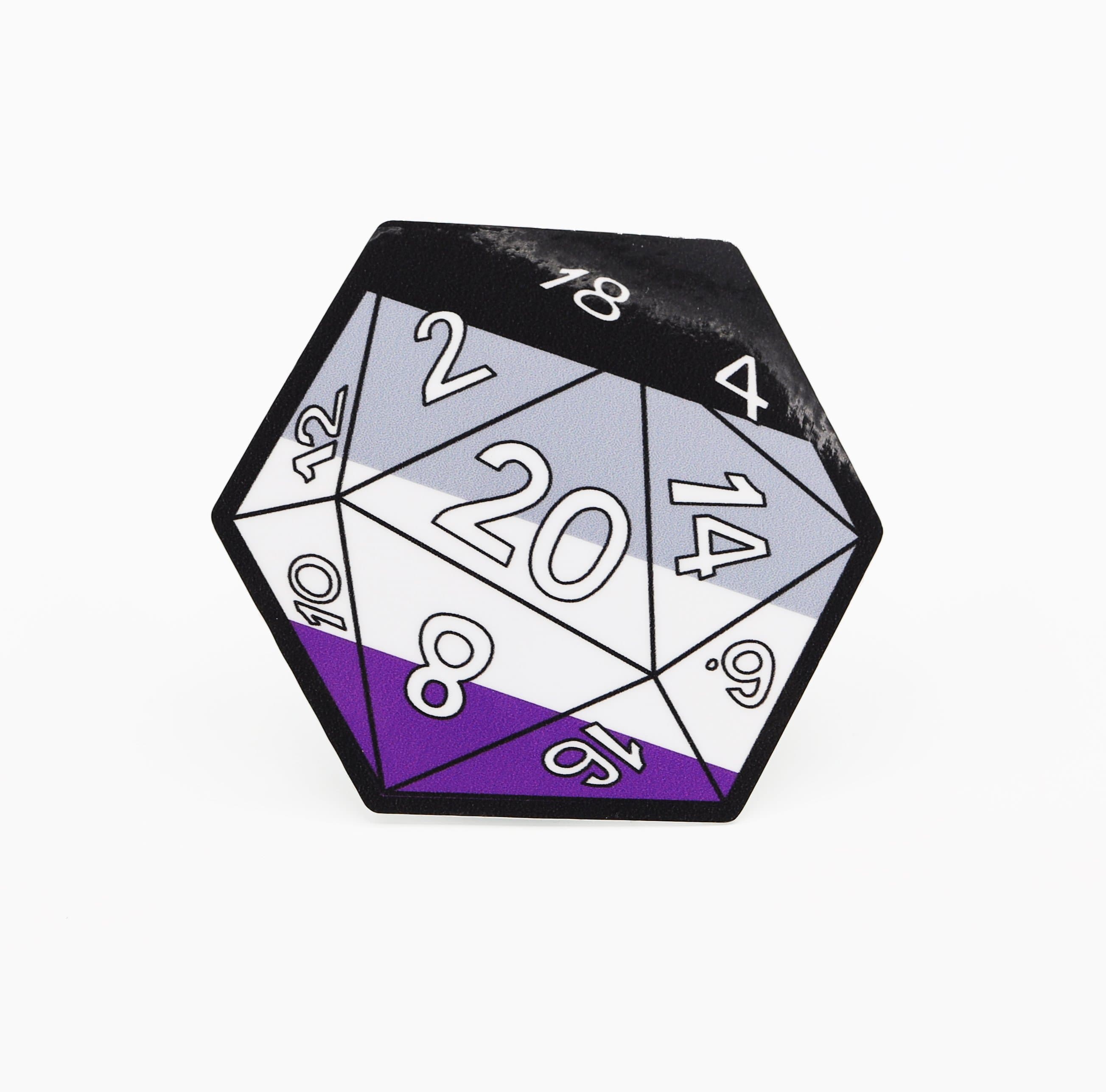 Foam Brain Games - D20 Sticker: Asexual Pride