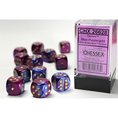 Chessex 12ct d6 16mm - Gemini: Blue-Purple/Gold CHX26628