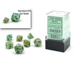 Marble: Green/ Dark Green Mini-Polyhedral 7-Die Set CHX20409
