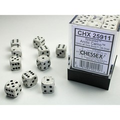 D6 -- 12MM SPECKLED DICE, ARCTIC CAMO, 36CT CHX25911